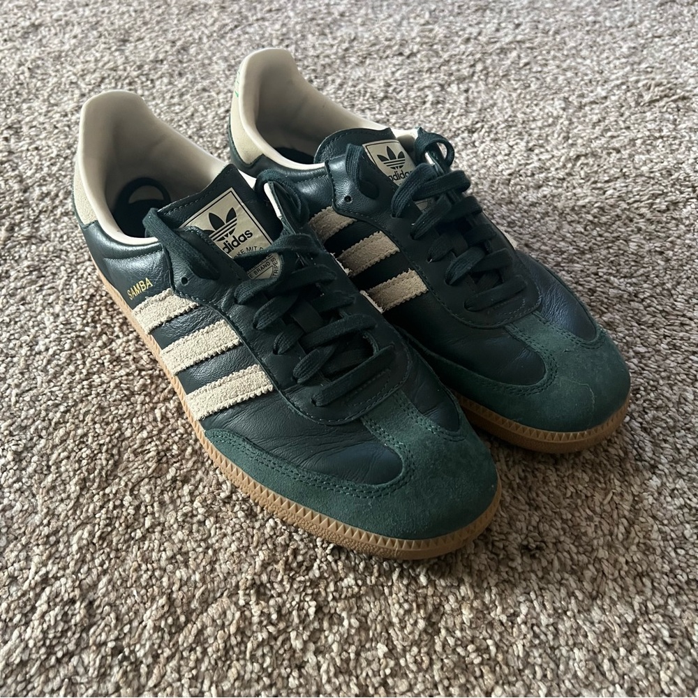 Adidas Samba Forest Green and Cream Sneakers